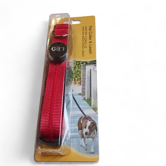 Red Night Glow LED Dog Collar with Adjustable Rechargeable  Size L - Picture 2 of 6